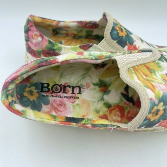 BORN Floral Casual Sneakers Women's Size: 9 M Green multicolor slip on platform - Picture 3 of 9